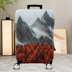 1-Piece Mountain Forest Geometric Red Orange Black  Suitcase Luggage Cover, Stretch Protective Sleeve