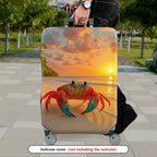 1-Piece Sunset Beach Crab Palm Ocean Holiday  Suitcase Luggage Cover, Stretch Protective Sleeve