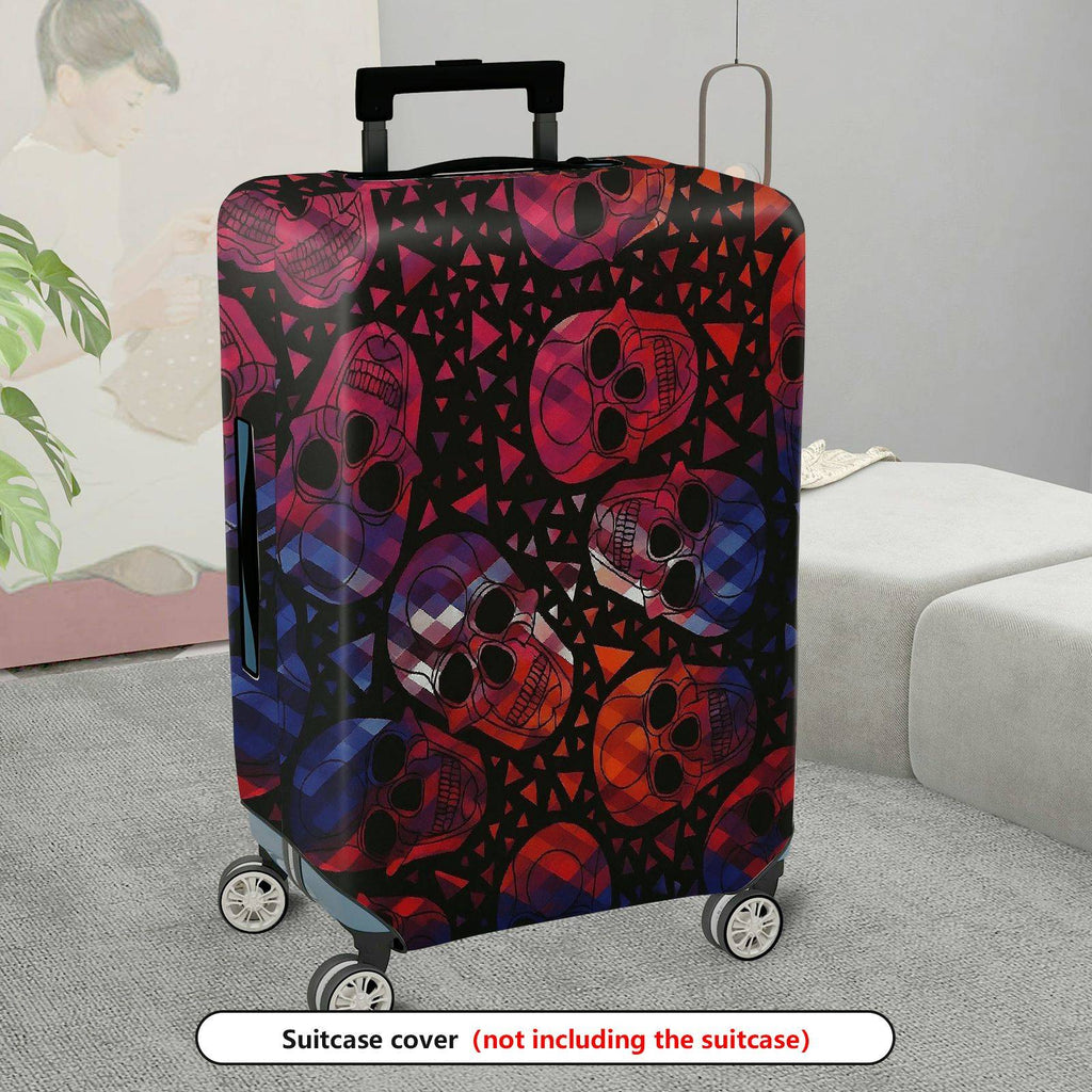 1-Piece Skull Pattern Abstract Geometric Colorful Halloween  Suitcase Luggage Cover, Stretch Protective Sleeve