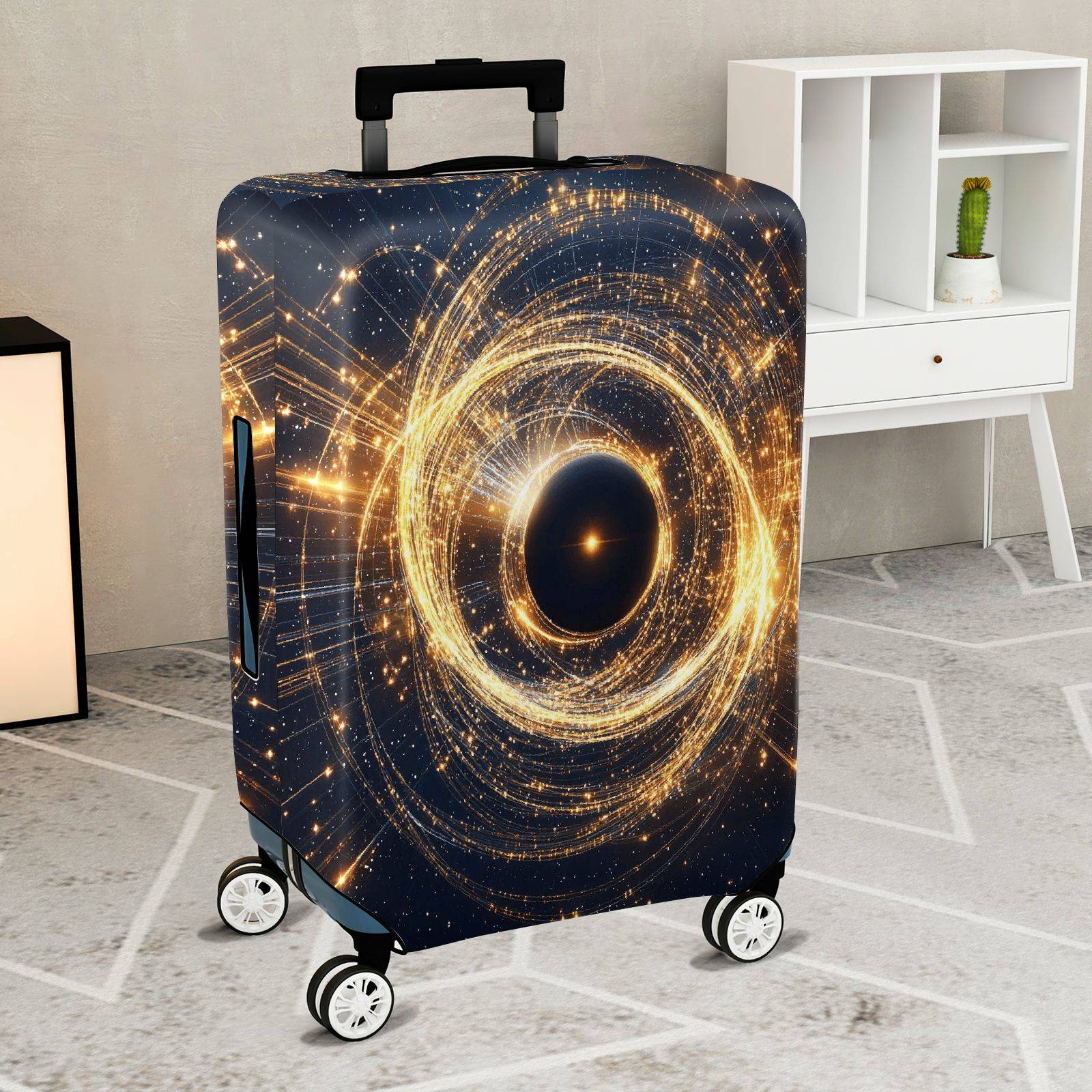 1-Piece Cosmic Galaxy Swirl Starry Circular Abstract  Suitcase Luggage Cover, Stretch Protective Sleeve
