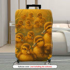 1-Piece Cute Duckling Pond Nature Floral Yellow  Suitcase Luggage Cover, Stretch Protective Sleeve