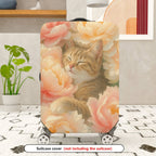 1-Piece Floral Cat Peony Blossom Nature Art  Suitcase Luggage Cover, Stretch Protective Sleeve