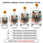1-Piece Abstract Artistic Bear Nature Colorful Stylish  Suitcase Luggage Cover, Stretch Protective Sleeve