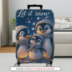 1-Piece Penguin Snow Winter Family  Cute  Suitcase Luggage Cover, Stretch Protective Sleeve