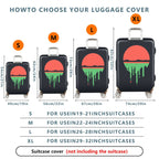 1-Piece Sunset Horizon Dripping Abstract Landscape Art  Suitcase Luggage Cover, Stretch Protective Sleeve