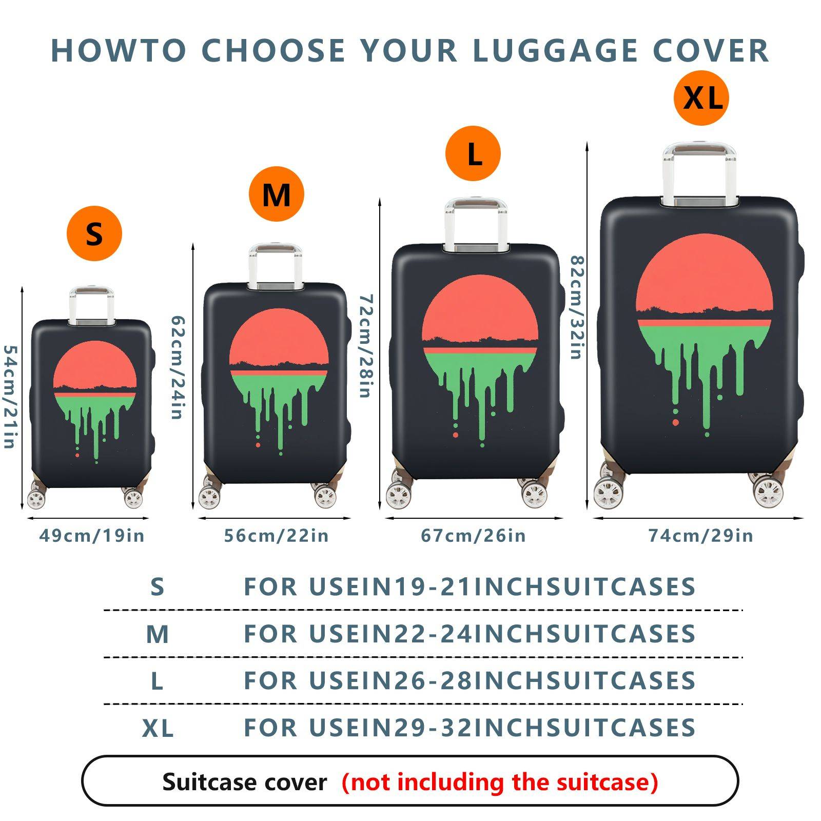 1-Piece Sunset Horizon Dripping Abstract Landscape Art  Suitcase Luggage Cover, Stretch Protective Sleeve