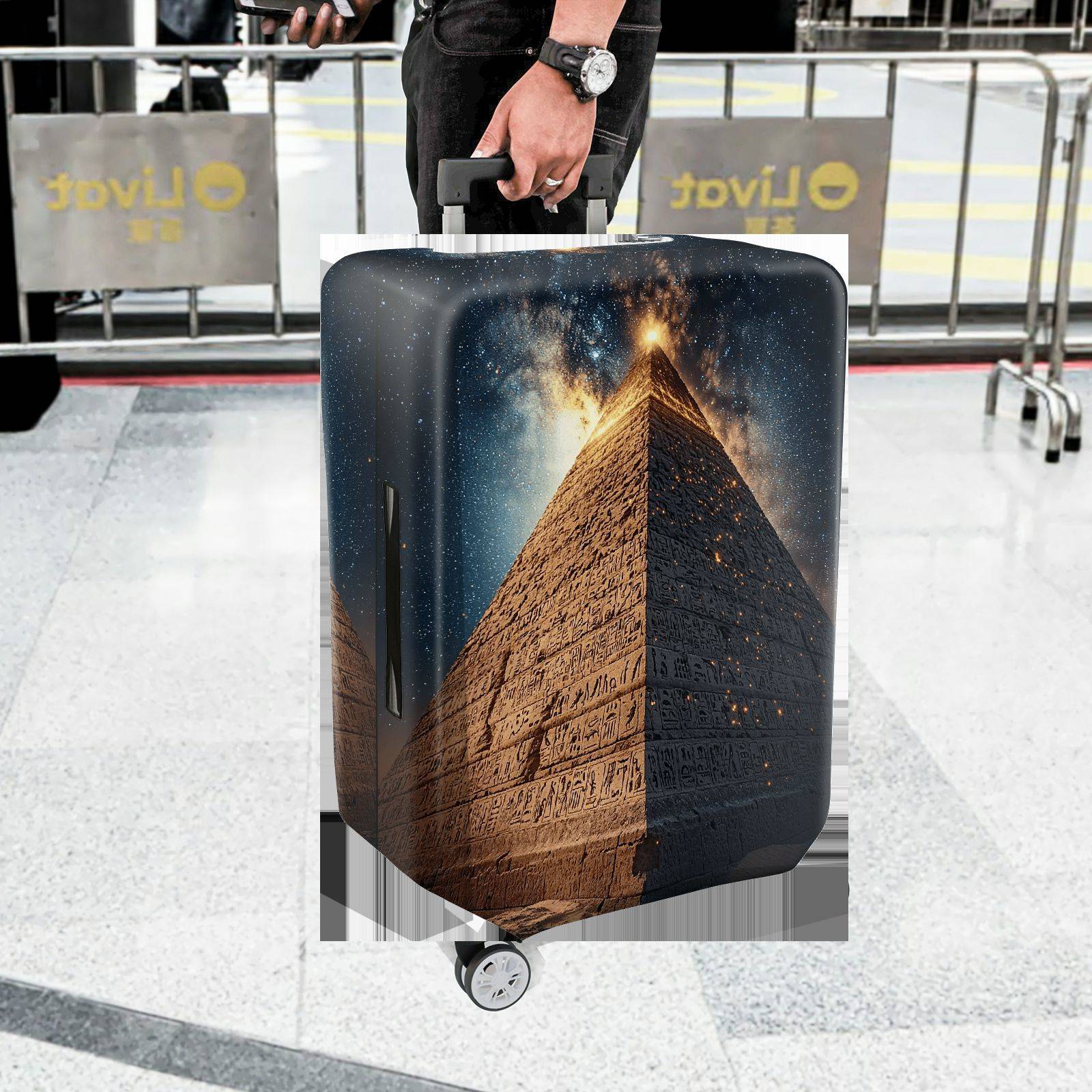 1-Piece Cosmic Pyramid Starry Night Ancient Mystical Galactic  Suitcase Luggage Cover, Stretch Protective Sleeve
