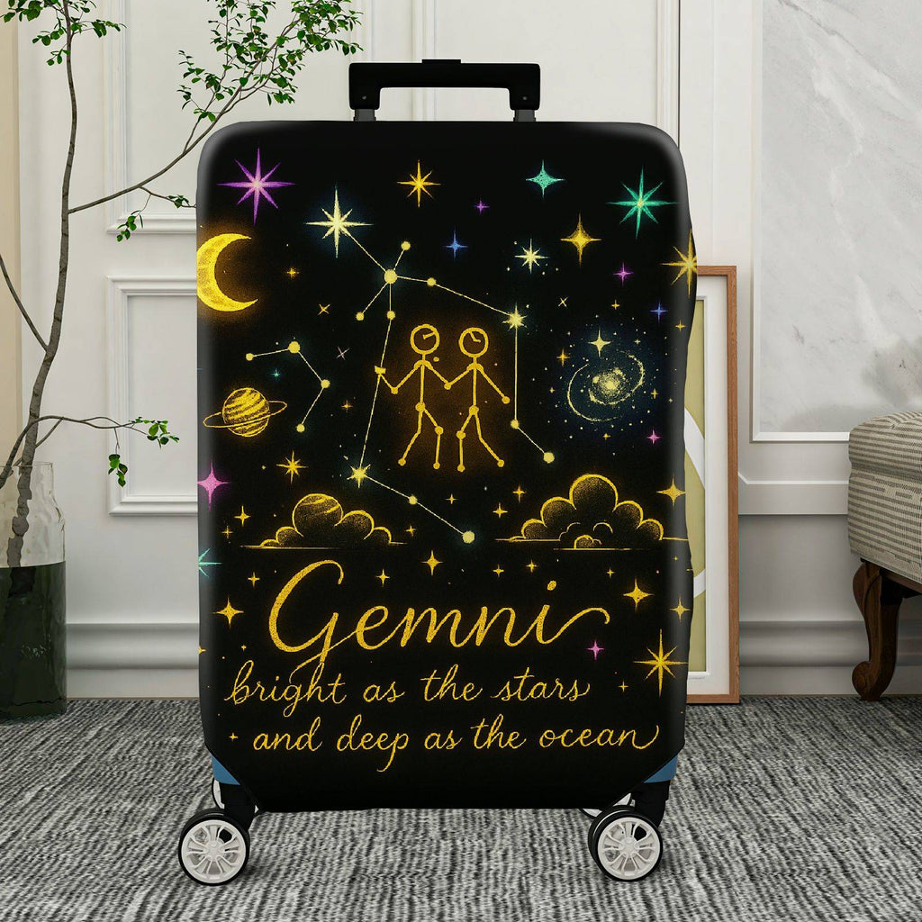 1-Piece Zodiac Constellation Starry Night Cosmic Celestial Gemini  Suitcase Luggage Cover, Stretch Protective Sleeve