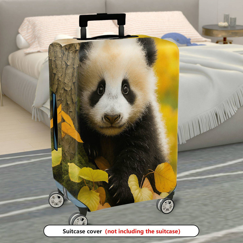 1-Piece Panda Autumn Leaves Nature Wildlife Cute  Suitcase Luggage Cover, Stretch Protective Sleeve