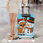 1-Piece Christmas Reindeer Snowman Cabin Winter Holiday  Suitcase Luggage Cover, Stretch Protective Sleeve