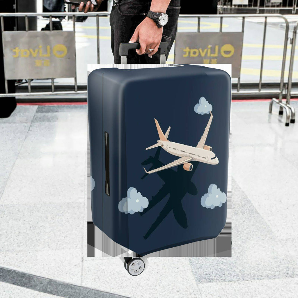 1-Piece Airplane Travel Clouds Sky Blue  Suitcase Luggage Cover, Stretch Protective Sleeve