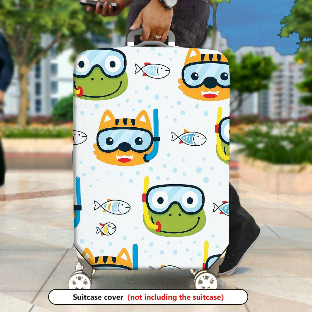 1-Piece Animal Fish Diving Water Fun Printed  Suitcase Luggage Cover, Stretch Protective Sleeve