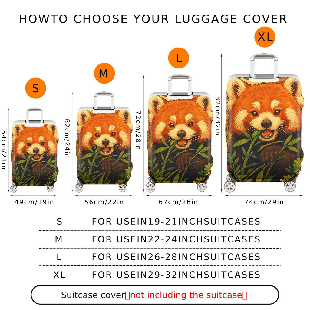 1-Piece Red Panda Floral Leaf Nature Animal Cute  Suitcase Luggage Cover, Stretch Protective Sleeve