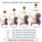 1-Piece Adorable Cat Love Hug Cuddling Cute Animal  Suitcase Luggage Cover, Stretch Protective Sleeve