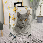 1-Piece Cat Butterfly Flower Words Artistic  Suitcase Luggage Cover, Stretch Protective Sleeve