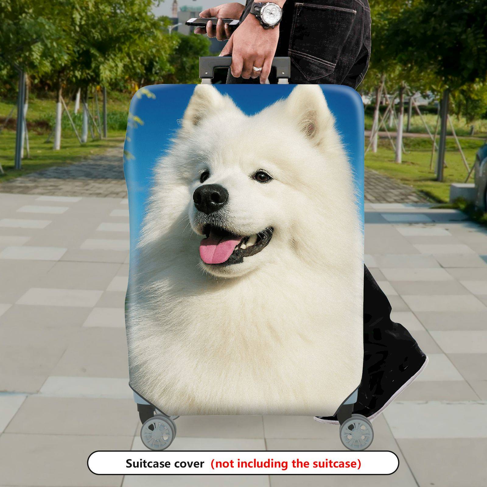 1-Piece Dog Animal Fluffy Cute Nature Smiling  Suitcase Luggage Cover, Stretch Protective Sleeve