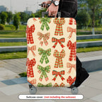 1-Piece Plaid Bow Knot Pattern Ribbon Checkered Holiday Chic  Suitcase Luggage Cover, Stretch Protective Sleeve