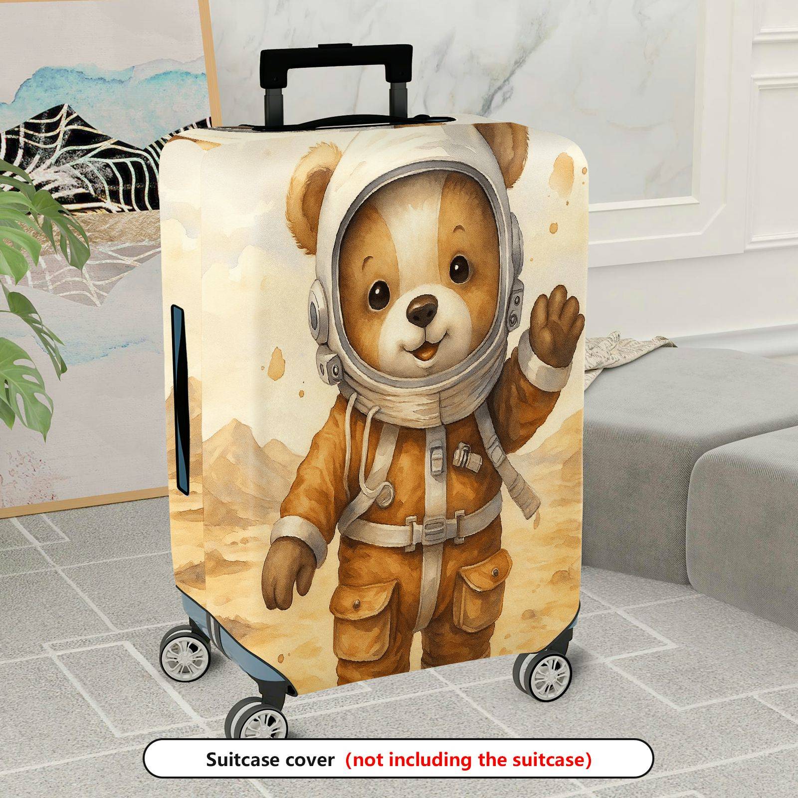 1-Piece Astronaut Bear  Travel Adventure Art  Suitcase Luggage Cover, Stretch Protective Sleeve