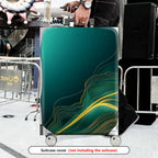 1-Piece Abstract Green Wave Flow Line Style Pattern  Suitcase Luggage Cover, Stretch Protective Sleeve