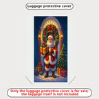 1-Piece Santa Claus Christmas Holiday Festive Winter Cheer  Suitcase Luggage Cover, Stretch Protective Sleeve