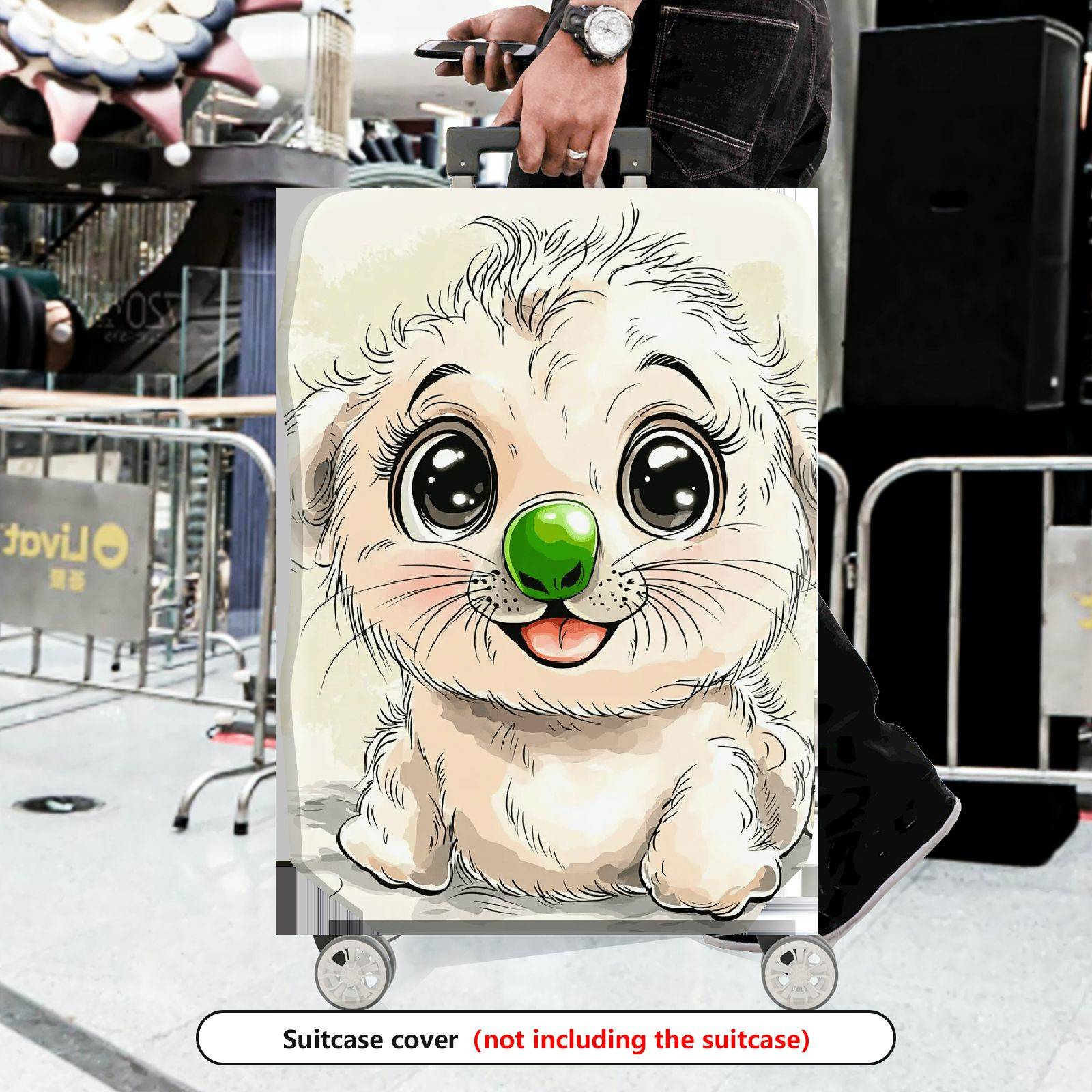 1-Piece Cute Dog  Animal Fun Playful Luggage  Suitcase Luggage Cover, Stretch Protective Sleeve