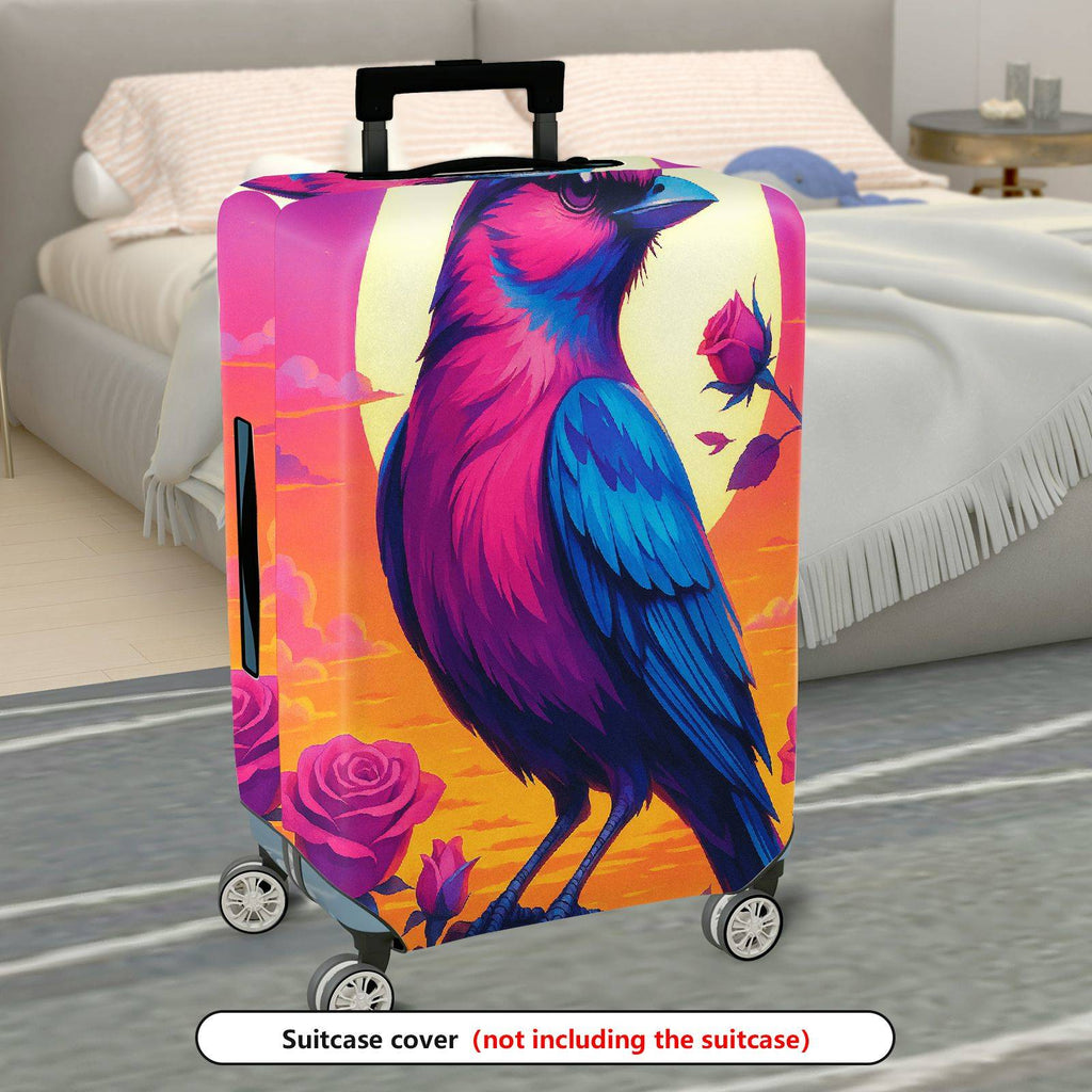 1-Piece Colorful Bird Rose Sunset Artistic Bright  Suitcase Luggage Cover, Stretch Protective Sleeve