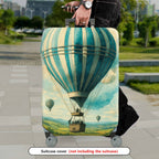 1-Piece Hot Air Balloon Sky Landscape Vintage Art Style  Suitcase Luggage Cover, Stretch Protective Sleeve