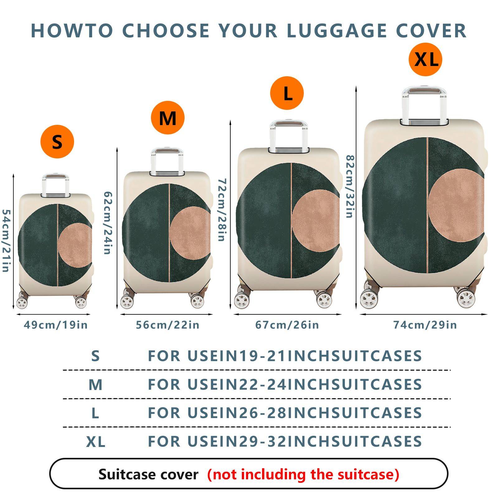 1-Piece Geometric Circle Abstract Modern Artistic Stylish  Suitcase Luggage Cover, Stretch Protective Sleeve