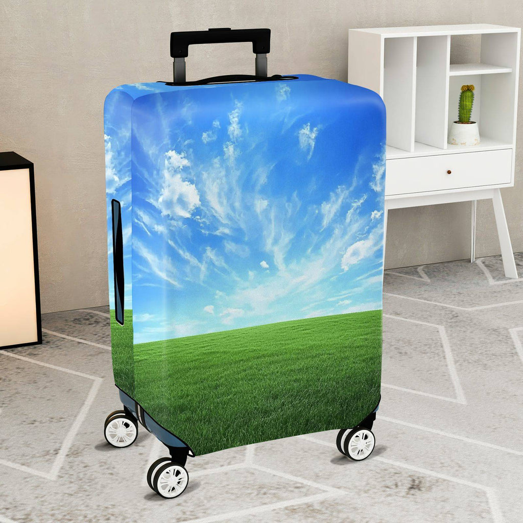 1-Piece Blue Sky Green Field Nature Scenic Landscape  Suitcase Luggage Cover, Stretch Protective Sleeve