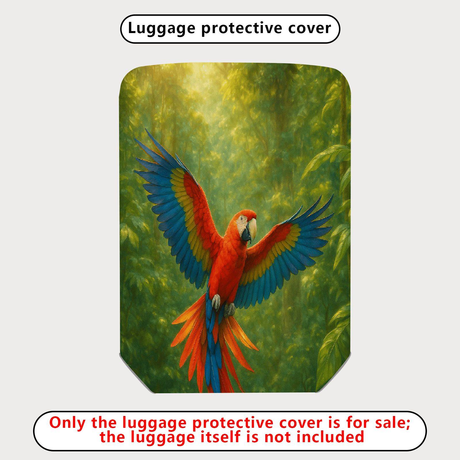 1-Piece Colorful Parrot Jungle Nature Artistic Tropical  Suitcase Luggage Cover, Stretch Protective Sleeve