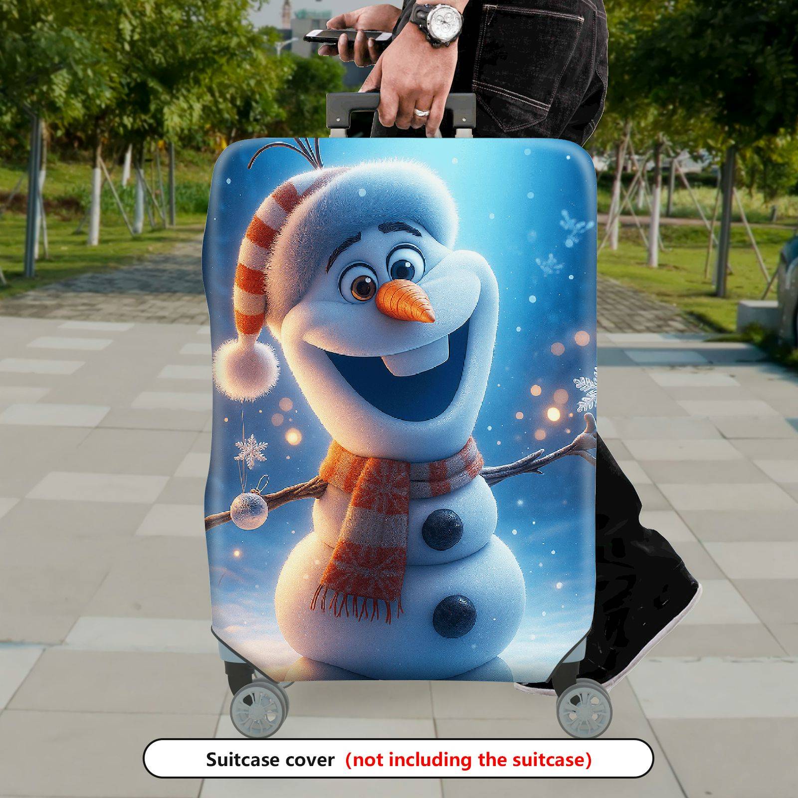 1-Piece Funny Snowman  Winter Holiday Christmas  Suitcase Luggage Cover, Stretch Protective Sleeve