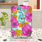 1-Piece Floral Pink Orange Blue Leaf Berry  Suitcase Luggage Cover, Stretch Protective Sleeve
