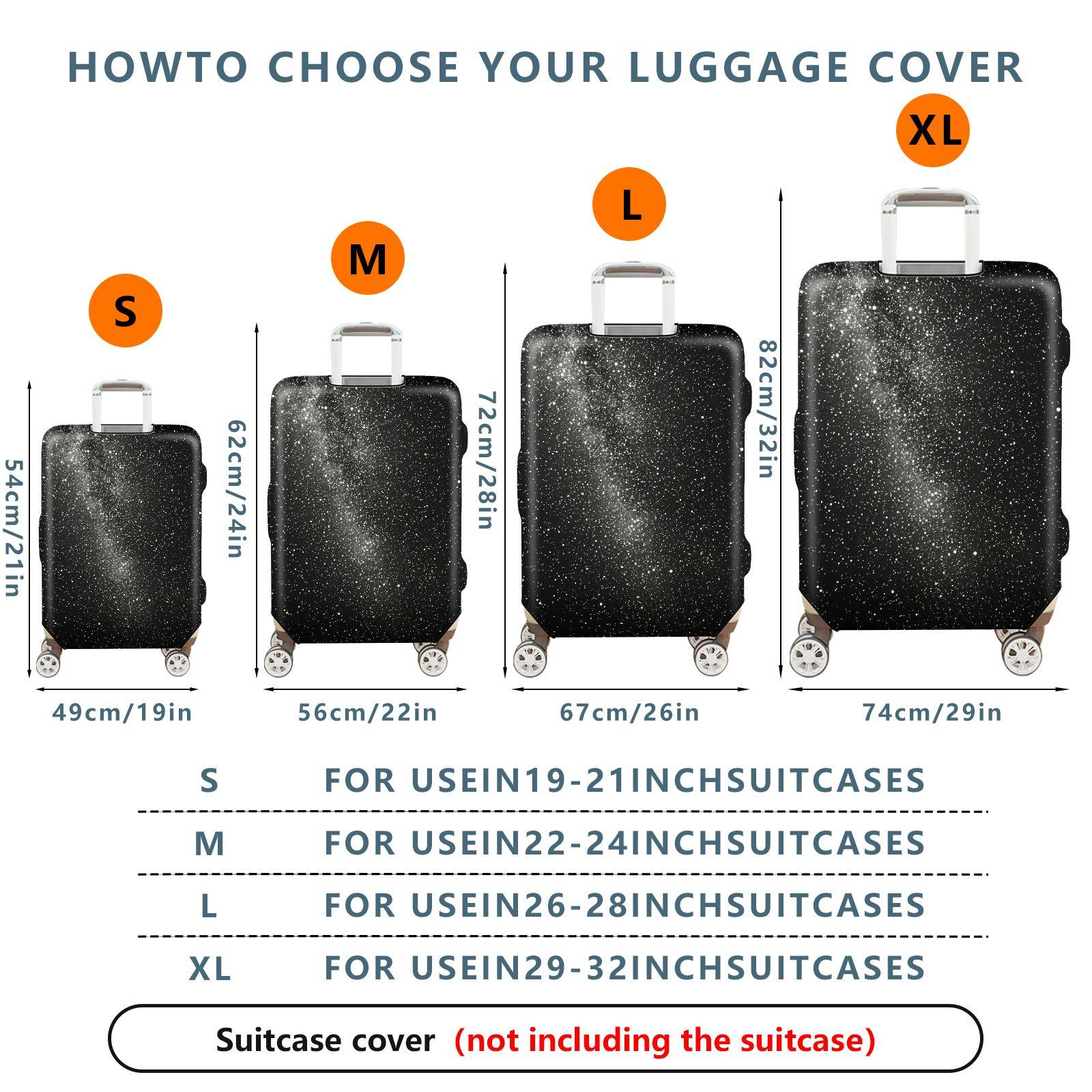 1-Piece Starry Night Galaxy Cosmic Space Astral Celestial  Suitcase Luggage Cover, Stretch Protective Sleeve