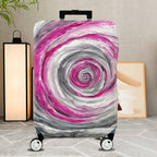 1-Piece Abstract Swirl Pink Gray Artistic Spiral  Suitcase Luggage Cover, Stretch Protective Sleeve