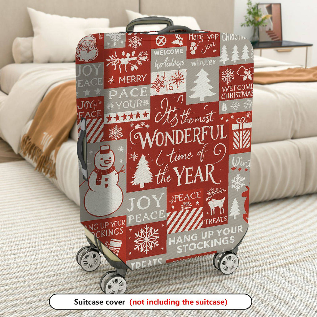 1-Piece Christmas Holiday Winter Snowflake Tree Reindeer  Suitcase Luggage Cover, Stretch Protective Sleeve