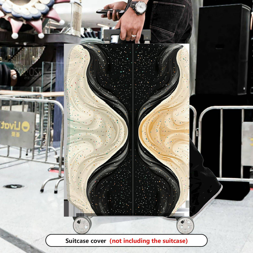 1-Piece Abstract Fluid Swirl Speckled Earthy Universe  Suitcase Luggage Cover, Stretch Protective Sleeve