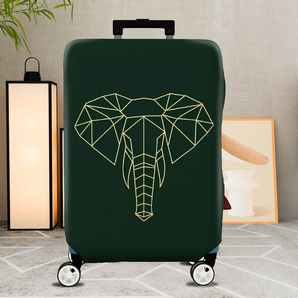 1-Piece Geometric Elephant Dark Green Modern Stylish Unique  Suitcase Luggage Cover, Stretch Protective Sleeve