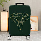 1-Piece Geometric Elephant Dark Green Modern Stylish Unique  Suitcase Luggage Cover, Stretch Protective Sleeve