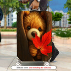1-Piece Autumn Cute Animal Tree Leaf Woodland  Suitcase Luggage Cover, Stretch Protective Sleeve