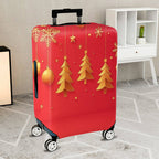 1-Piece Red Gold Christmas Tree Snowflake Ornament Holiday  Suitcase Luggage Cover, Stretch Protective Sleeve