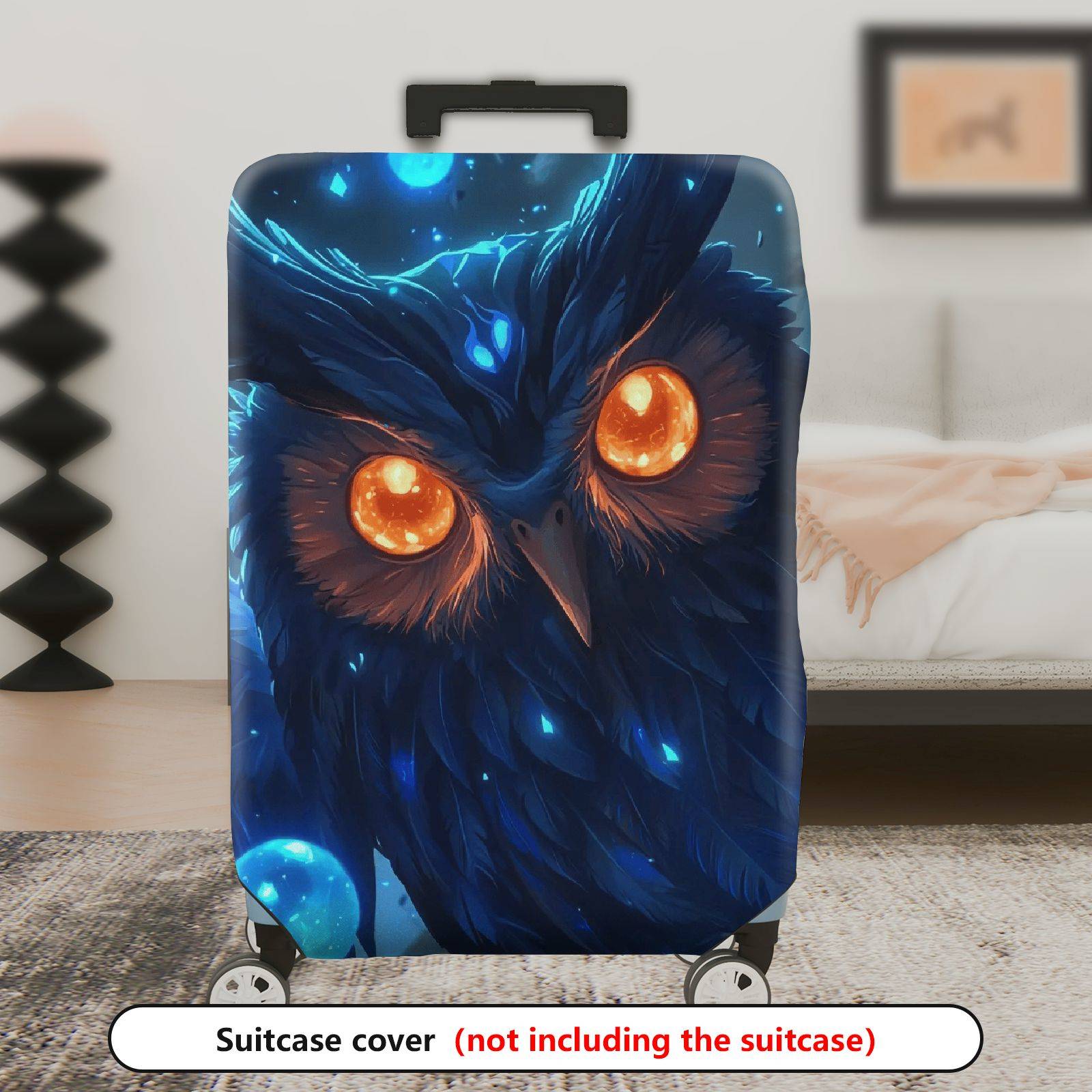 1-Piece Mysterious Enchanting Cosmic Owl Galaxy Star  Suitcase Luggage Cover, Stretch Protective Sleeve