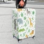 1-Piece Animal Green Leaf Travel Safari Animal Zoo  Suitcase Luggage Cover, Stretch Protective Sleeve