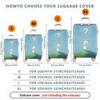 1-Piece Animal Question Mark Cute Adorable Blue  Suitcase Luggage Cover, Stretch Protective Sleeve
