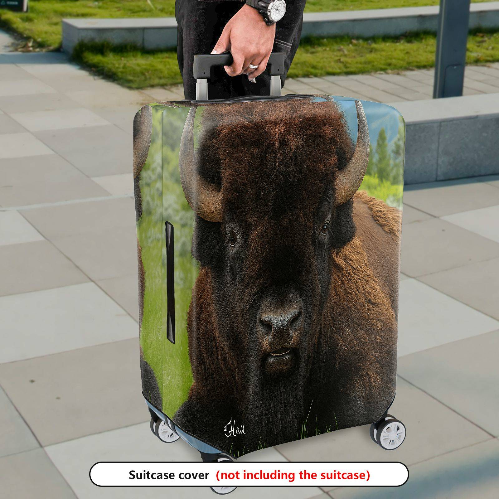 1-Piece Bison Wildlife Nature Animal Landscape Scenic  Suitcase Luggage Cover, Stretch Protective Sleeve