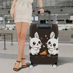 1-Piece Cute  Rabbit Hearts Carrot Dark Brown  Suitcase Luggage Cover, Stretch Protective Sleeve