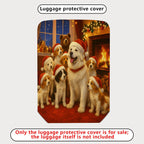 1-Piece Christmas Dog Fireplace Winter Holiday Santa  Suitcase Luggage Cover, Stretch Protective Sleeve