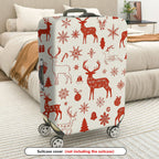 1-Piece Christmas Holiday Deer Snowflakes Bells Ornaments  Suitcase Luggage Cover, Stretch Protective Sleeve