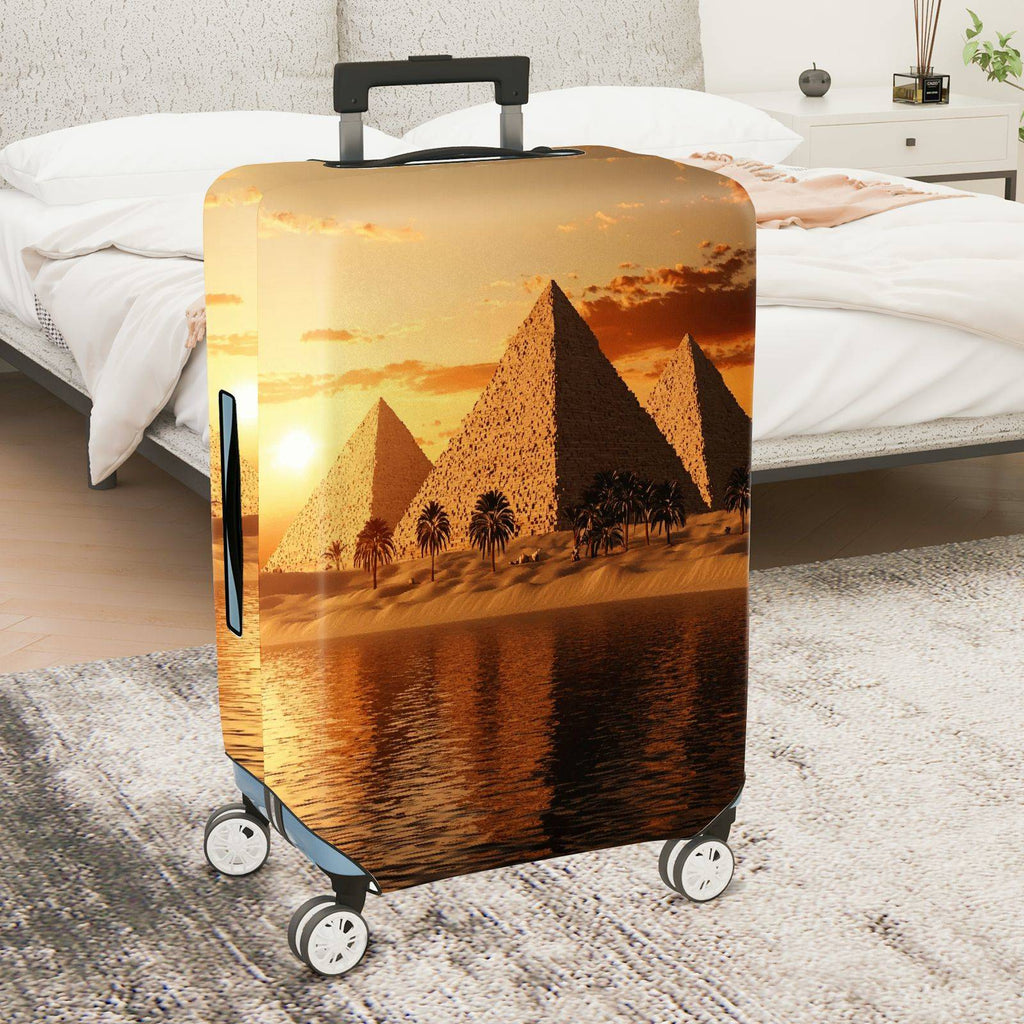 1-Piece Sunset Pyramid Desert Oasis Landscape Egypt Ancient  Suitcase Luggage Cover, Stretch Protective Sleeve