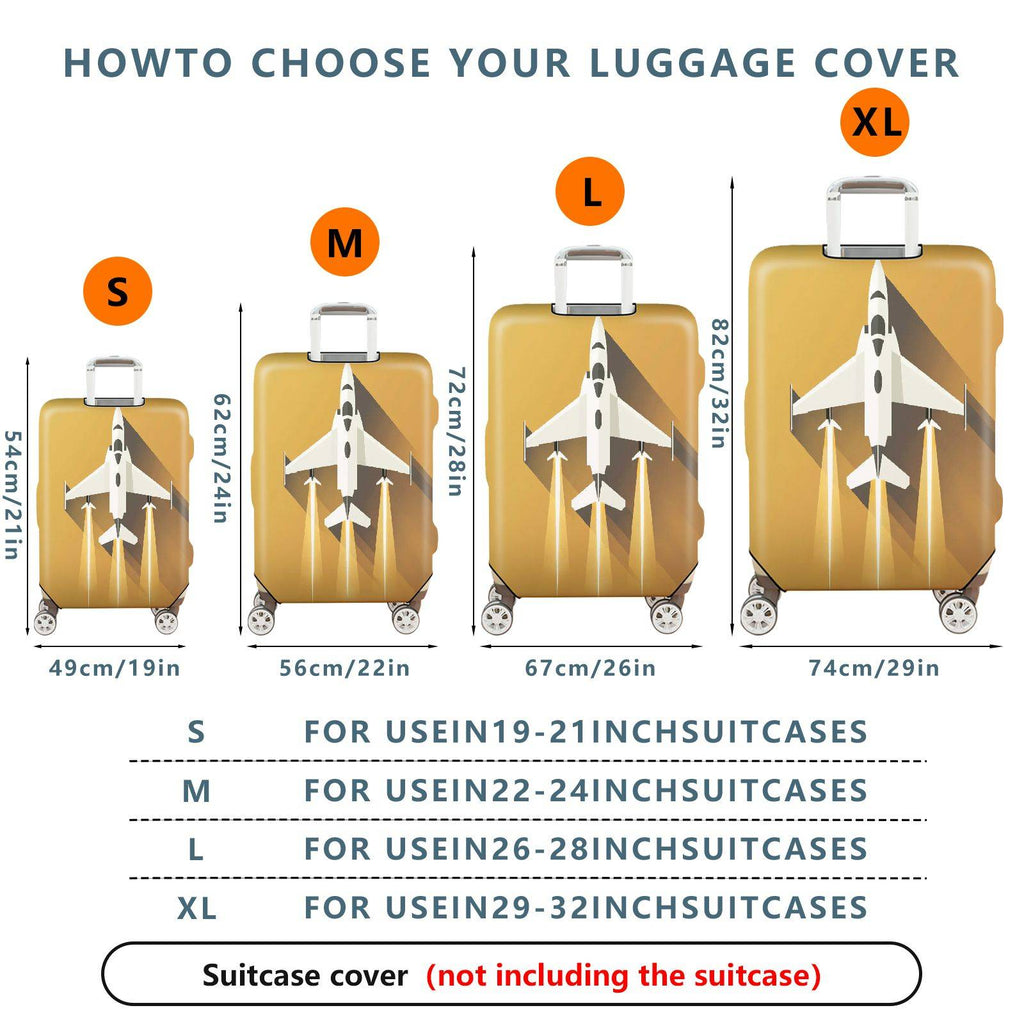 1-Piece Airplane Jet Yellow Modern Stylish Aviation  Suitcase Luggage Cover, Stretch Protective Sleeve