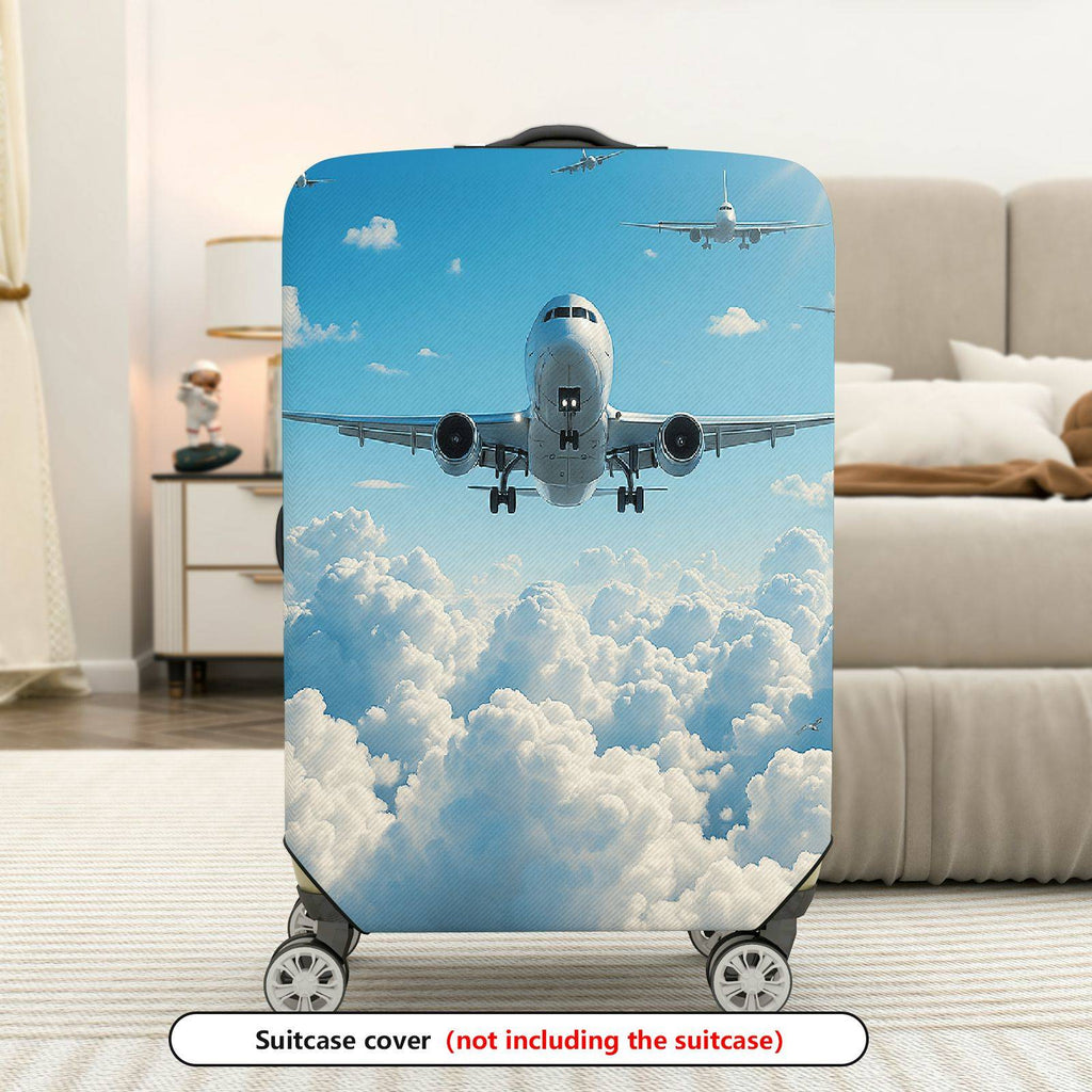 1-Piece Airplane Cloud Sky Travel Aviation  Suitcase Luggage Cover, Stretch Protective Sleeve